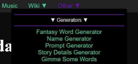 Image of the generator links in the navigation bar.